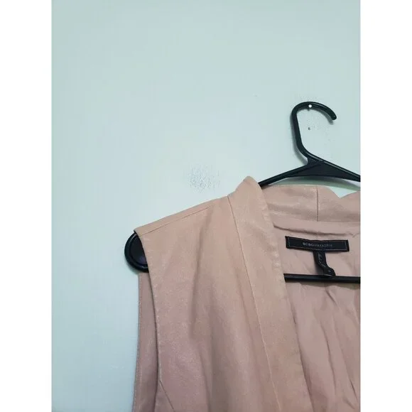 BCBGMAXAZRIA Womens S Caryn Mini Dress Faux Leather Pink Soft Club Party - Picture 6 of 8